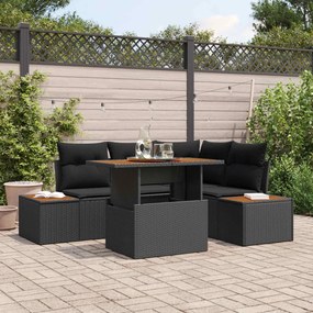 vidaXL Σετ Καναπέ Κήπου με αποθήκευση 5 pcs Μαύρο Πολυ ράταν