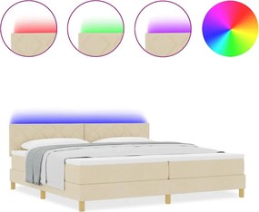 vidaXL LED Κρεβάτι με βάθρο με κεφαλάρι Κρεμ 200 x 200 cm ύφασμα