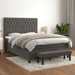 ΚΡΕΒΑΤΙ BOXSPRING ΜΕ ΣΤΡΩΜΑ ΣΚΟΥΡΟ ΓΚΡΙ 140X190 ΕΚ. ΒΕΛΟΥΔΙΝΟ 3138020