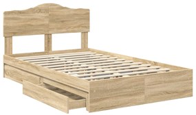 vidaXL Κρεβάτι Αποθήκης Δρύς Sonoma 120 x 190 cm Επεξεργασμένο ξύλο