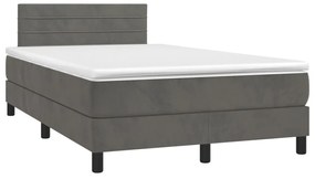 ΚΡΕΒΑΤΙ BOXSPRING ΜΕ ΣΤΡΩΜΑ &amp; LED ΣΚ. ΓΚΡΙ 120X200ΕΚ. ΒΕΛΟΥΔΙΝΟ 3134454