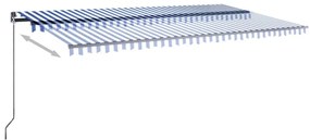 vidaXL Τέντα Αυτόματη με LED &amp; Αισθητήρα Ανέμου Μπλε/Λευκό 600x300 εκ.