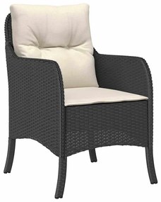 vidaXL Σέτ φαγητού για κήπο με μαξιλάρι 5 pcs Μαύρο Πολυ ράταν
