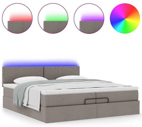 vidaXL Οθωμανικό κρεβάτι με στρώματα & LEDs Taupe 200x200cm ύφασμα