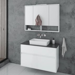 Drop Instinct 100 White Gloss Top MDF - Επιπλο Μπανιου με Νιπτήρα &amp; Κρυφοντούλαπο