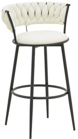 Σκαμπό μπαρ Alkia I ύφασμα σε εκρού απόχρωση- πόδι μαύρο μέταλλο 50x56x95εκ 2αδα 50x56x95 εκ.