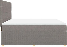 vidaXL Κρεβάτι Boxspring με Στρώμα Taupe 200x200 εκ. Υφασμάτινο