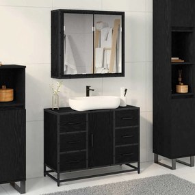 vidaXL Σετ Επίπλων Μπάνιου με συρτάρι 2 pcs Μαύρη δρυς 80 x 33 x 60 εκ