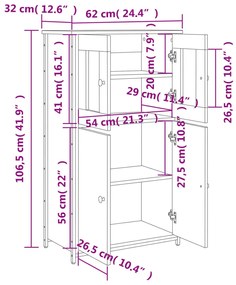 ΝΤΟΥΛΑΠΙ ΓΚΡΙ SONOMA 62X32X106,5 ΕΚ. ΑΠΟ ΕΠΕΞΕΡΓΑΣΜΕΝΟ ΞΥΛΟ 834208