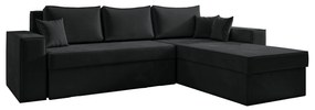 Καναπές Γωνιακός ArteLibre Αναστρέψιμος CAHABON Μαύρο 250x210x79cm-14560031