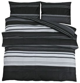 vidaXL Σετ Παπλωματοθήκης Μαύρο και Λευκό 240x220 εκ. Βαμβακερό