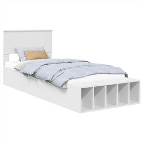 vidaXL Σκελετός Κρεβατιού με ράφι Λευκό 75 x 190 cm Επεξεργασμένο ξύλο