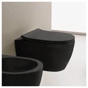 Scarabeo Moon Clean Flush Black Matt 552000SC-401 Λεκάνη Κρεμαστή Rimless 50,5cm με κάλυμμα βακελίτη Slim Soft Close αποσπώμενο