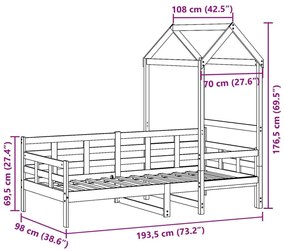 Καναπές Κρεβάτι με Οροφή Λευκός 90x190εκ. από Μασίφ Ξύλο Πεύκου - Λευκό