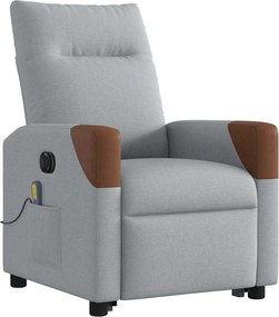 vidaXL Πολυθρόνα Μασάζ Ηλεκ. Ανακλινόμενη Ανύψωση Αν. Γκρι Υφασμάτινη