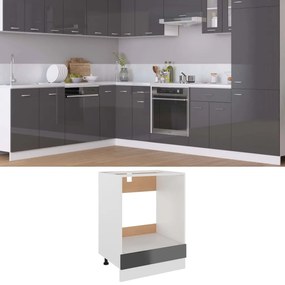 vidaXL Ντουλάπι για Φούρνο Γυαλιστερό Γκρι 60x46x81,5 εκ. Μοριοσανίδα