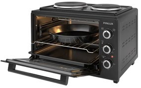 Μικρή κουζίνα Finlux FMC-3524F, 35 l, 1400 W, Δύο εστίες, 3 λειτουργίες, Σμάλτο, Μαύρο