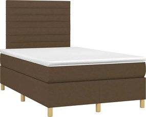 vidaXL Κρεβάτι Boxspring με Στρώμα &amp; LED Σκ.Καφέ 120x190εκ. Υφασμάτινο