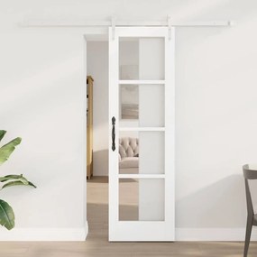 vidaXL Συρόμενη Πόρτα  με Σετ Εξαρτημάτων Λευκή 61x198,5 εκ. Σκληρό Ξύλο Πεύκου
