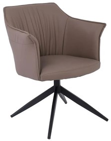 WOODWELL ΕΜ718,1EVELYN Πολυθρόνα Περιστρεφόμενη, Μέταλλο Βαφή Μαύρο, Pu Cappuccino 64x63x80cm ΕΜ718,1