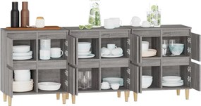 vidaXL Ντουλάπι 3 τεμ. Γκρι Sonoma 60x35x70 εκ. από Επεξεργασμένο Ξύλο