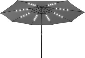 vidaXL Ομπρέλα Κήπου με LED Ανθρακί 400 εκ. με Μεταλλικό Ιστό