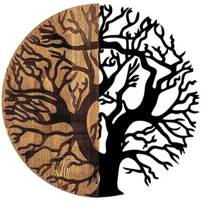 Διακοσμητικό Τοίχου Monument Tree 899SKL2307 Φ56cm Walnut-Black Wallity Metal,Wood