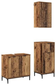 vidaXL Σετ Επίπλων Μπάνιου με ράφι 3 pcs Παλαιό ξύλο 39.5 x 36 x 88 εκ
