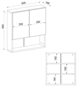 Καθρέπτης μπάνιου Trama Μegapap χρώμα λευκό 60x16,8x65εκ.