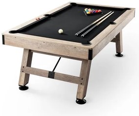 VEVOR Billiards Table, 7 ft Pool Table, Adjust Legs Stable Billiards Table, Pool Table Set Includes Balls, Cues, Chalks and Brush, Wood Color with Black Cloth, Perfect for Family Game Room Kids Adults