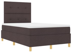 vidaXL Κρεβάτι με Στρώμα & LED Καφέ Σκούρο 120x200 εκ. Ύφασμα