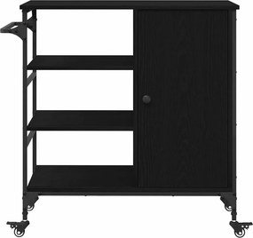 vidaXL Καρότσι Κουζίνας Μαύρη Οξυά 87.5 x 39 x 84.5 εκ