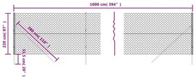 vidaXL Συρματόπλεγμα Περίφραξης Ασημί 2,2 x 10 μ.
