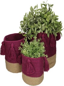 Καλάθι ArteLibre Μοβ Βαμβακερό 25x25x25cm Σετ 3Τμχ