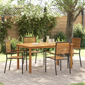vidaXL Σετ Τραπεζαρίας Κήπου 5 pcs Μαύρο 150 x 90 x 74 cm