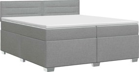 vidaXL Κρεβάτι box spring με στρώμα Ανοιχτό γκρι 200 x 200 cm Ύφασμα