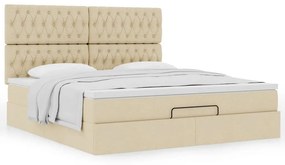 VidaXL Οθωμανικό κρεβάτι με στρώμα Cream 180x200cm ύφασμα
