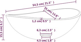 vidaXL Νιπτήρας Μαύρος 54,5 x 35 x 15,5 εκ.