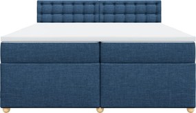 vidaXL Κρεβάτι Boxspring με Στρώμα Μπλε 200x200 εκ. Υφασμάτινο