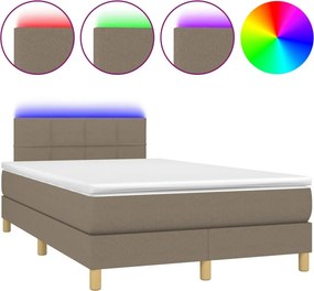 vidaXL Κρεβάτι Boxspring με Στρώμα &amp; LED Taupe 120x200 εκ. Υφασμάτινο