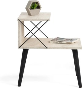 Nightstand Cross - Black, Travertine Travertine Black