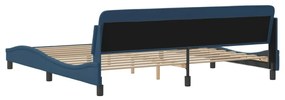 Πλαίσιο Κρεβατιού με Κεφαλάρι Μπλε 200x200 εκ. Υφασμάτινο - Μπλε