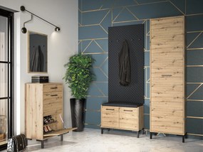 Σετ διαδρόμου Madison R109, Καθρέφτης, Artisan δρυς, Μαύρο, Πλαστικοποιημένη μοριοσανίδα, Τοίχου, Εντοιχισμένη