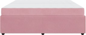vidaXL Σκελετός Κρεβατιού με στρώμα Ροζ 200 x 200 cm ύφασμα