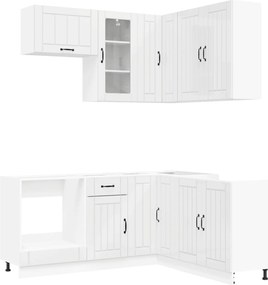 vidaXL Μονάδα κουζίνας LUCCA 8 pcs Γυαλιστερό Λευκό Επεξεργασμένο Ξύλο