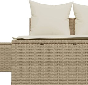 vidaXL Ξαπλώστρα Διπλή Μπεζ από Συνθετικό Ρατάν με Μαξιλάρια
