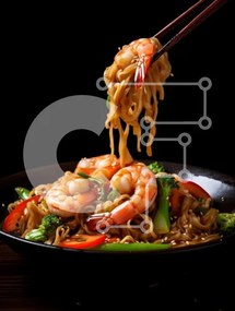 Intra Συλλεκτικό Ξύλινο Παζλ Plywood  4mm - Noodles γαρίδας σε μαύρο μπολ Σε Ξύλινο Κουτί - Διαστάσεις: 10x10 cm – 25 κομμάτια