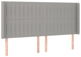 Κεφαλάρι με Πτερύγια Ανοιχτό Γκρι 163x16x118/128 εκ. Υφασμάτινο - Γκρι