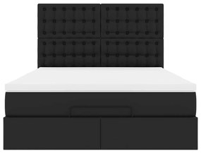 vidaXL Οθωμανικό κρεβάτι με στρώμα Μαύρο 140x200cm Faux Leather