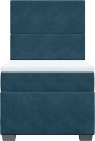 vidaXL Κρεβάτι Boxspring με Στρώμα Μπλε 100x200 εκ. Βελούδινο